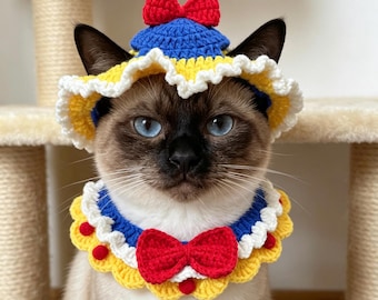 Ręcznie robiona na szydełku obroża dla zwierząt Cottagecore Pastelowy naszyjnik dla małych psów, kotów, królików, szczeniąt, kociąt, czapeczki, kwiatowy dodatek dla zwierząt, niestandardowy strój