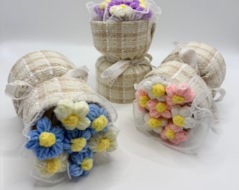 Handmade Crochet Mini Bouquet, Finished Product, Puffs, Anniversary, Birthday, love forever girlfriend wife her valentine gift