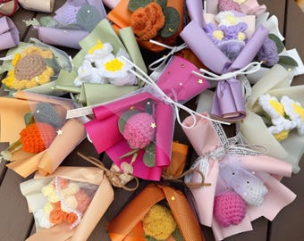 Handmade Crochet Mini Bouquet, Finished Product ,Tulip, Sunflower,Anniversary, Birthday, love forever girlfriend wife her valentine gift