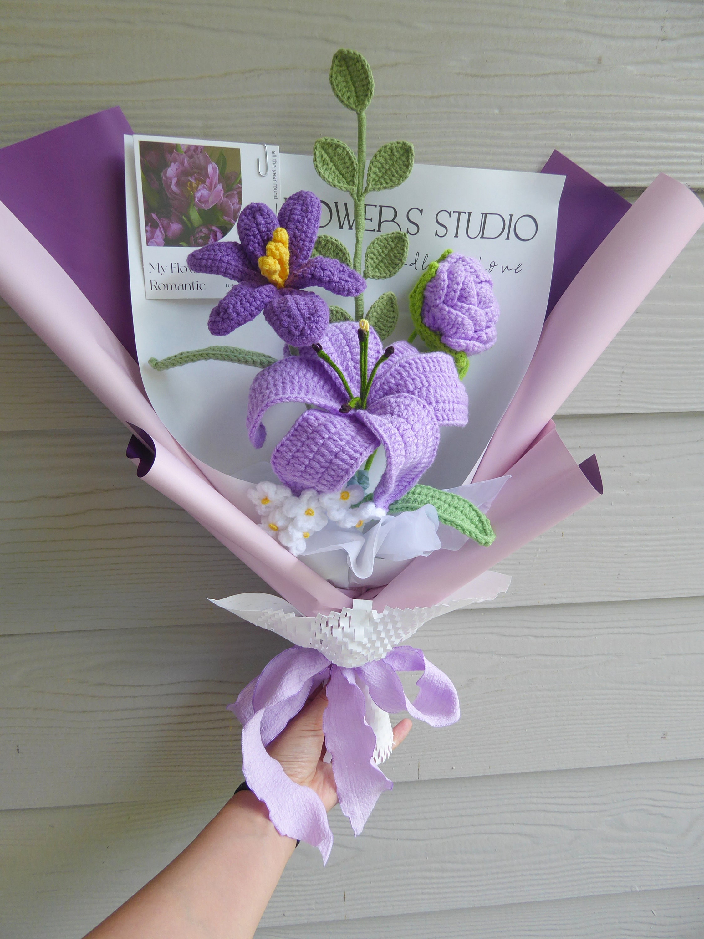 Best Crochet Lily Mixed Flower Bouquet with Roses&Lavender, Available in  Multiple Colors – Lenstudio Crochet