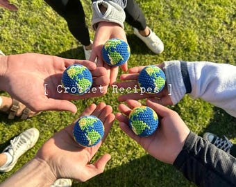 Crochet Earth Hacky Sack Handmade Sci-Fi Inspired Footbag Stress Ball Planet Bag Charm Juggling Ball Car Hanging Decor Outdoor Play Soccer