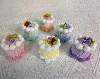 Handmade Crochet Birthday Cake Night Light Lamp Mini, Finished Product Desk Decoration Warm Decor gift amigurumi plant Wedding Holiday Event