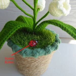 Crochet Handmade Lily Potted Plant Light Lamp, Lilies of the Valley,Finished Product,Knitted Flower Decoration,3 flash modes girlfriend gift image 3