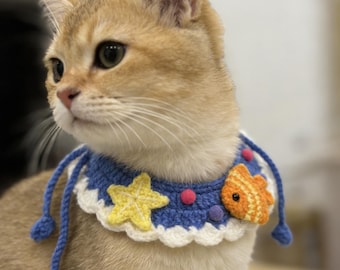 Handmade Crochet Pet Collar Cottagecore Pastel Necklace for Small Dogs Cats Rabbits Puppy Kitten cute Floral Pet Accessory custom outfit