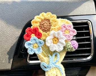 Kwiatowy klips do kratki wentylacyjnej w samochodzie z tabletką zapachową, kwiatowy odświeżacz powietrza, ręcznie robiony wisiorek, zapach róży Lewisia, aromatyczny prezent