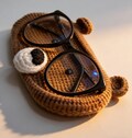 Handmade Crochet Eyeglass Holder Stand Glasses Organizer Desk Decor Eyewear Accessory Gift for Mom Dad Teacher Grandpa Grandma Piggy Bear