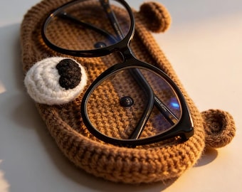 Handmade Crochet Eyeglass Holder Stand Glasses Organizer Desk Decoration Eyewear Accessory Unique Gift for Mom Dad Teacher Grandpa Grandma