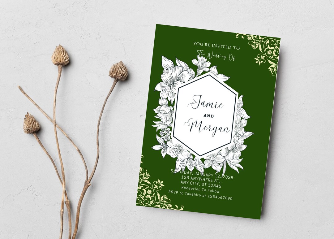 Classic White Flower Wedding Invitation 5 X 7 In Timeless and Elegant