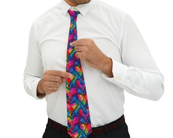 Men's Necktie, Watercolor Hearts Tie Dye #1, Bold Modern Fashion, Gift for Him