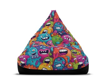 Festive Bean Bag Chair Cover, Monster Pile #1, Holiday Decor Beanbag, Christmas Beanbag, Kid Friendly Seating