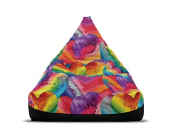 Bean Bag Chair Cover, Tie Dye #8 Bean Bag, Giant Beanbag, Funky Retro Furniture, Groovy BeanbagBean Bag Chair Cover