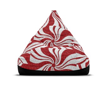 Festive Bean Bag Chair Cover, Candy Cane Swirl #3, Holiday Decor Beanbag, Christmas Beanbag, Kid Friendly Seating