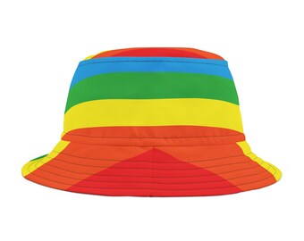 Bucket Hat, Rainbow Bars, Stylish Hat, Colorful Casual Fashion, Gift for Her or Him, 2 Sizes