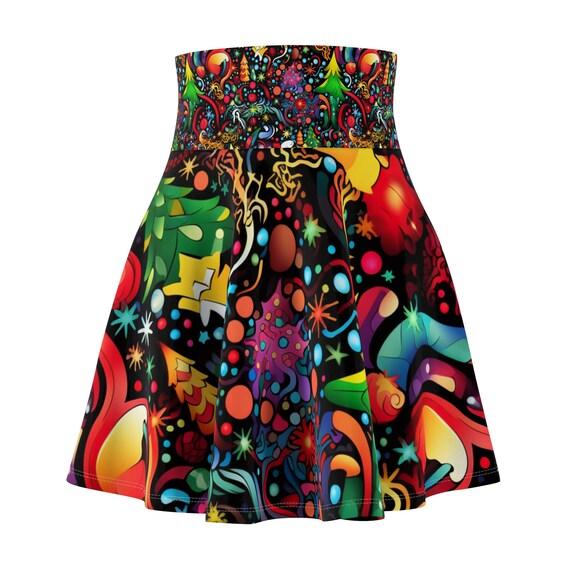 Seasonal Skaters Skirt Psychedelic Christmas 1 Festive Holiday Fashion Gift for Her XS 2XL Etsy Canada