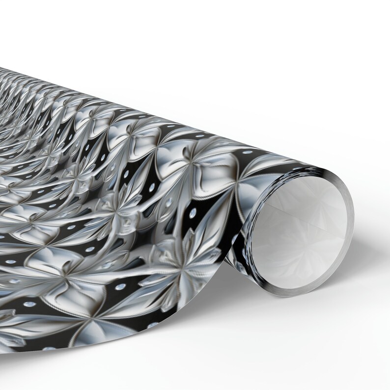 Festive Gift Wrap, Stamped Silver 1, Wrapping Paper, Christmas Present