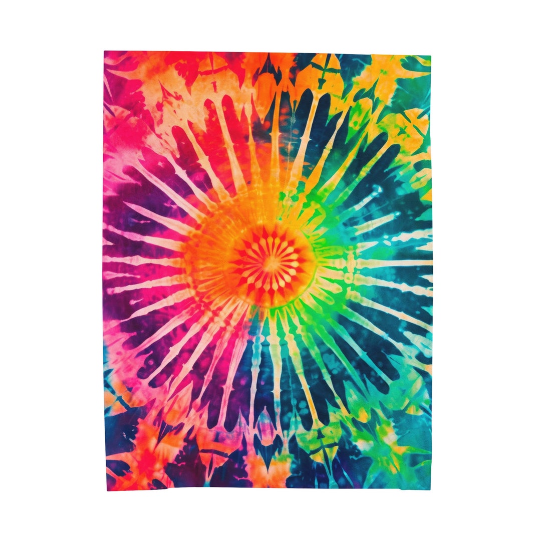 Velveteen Plush Blanket Tie Dye 11 Colorful Cozy Blanket 3 Etsy