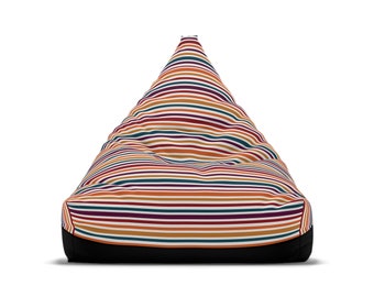 Festive Bean Bag Chair Cover, Autumn Stripes #1, Holiday Decor Beanbag, Christmas Beanbag, Kid Friendly Seating