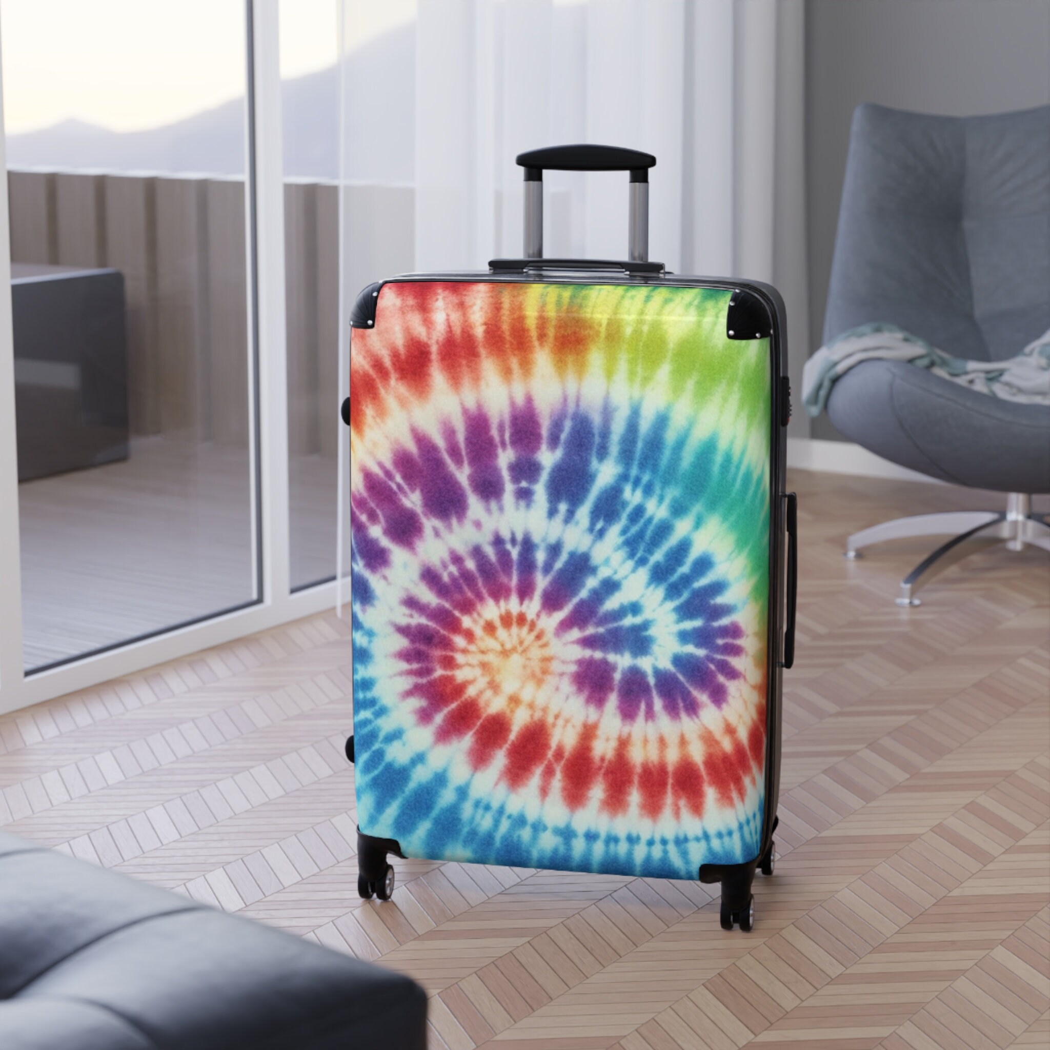 Suitcase, Tie Dye 3, Unique Colorful Luggage, Durable Travel Case ...