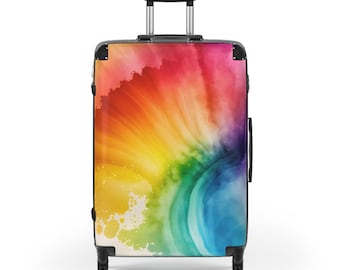 Suitcase, Tie Dye #6, Unique Colorful Luggage, Durable Travel Case, Vacation, Carry On