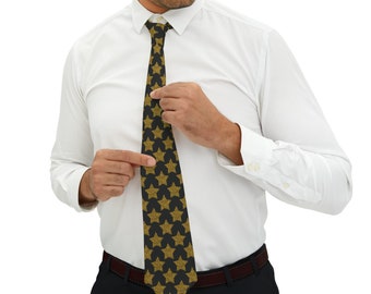 Men's Necktie, Medium Gold Stars, Bold Modern Fashion, Gift for Him