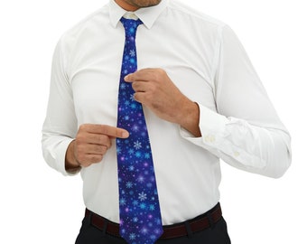 Men's Necktie, Multicolor Snowflakes on Purple, Bold Modern Fashion, Gift for Him