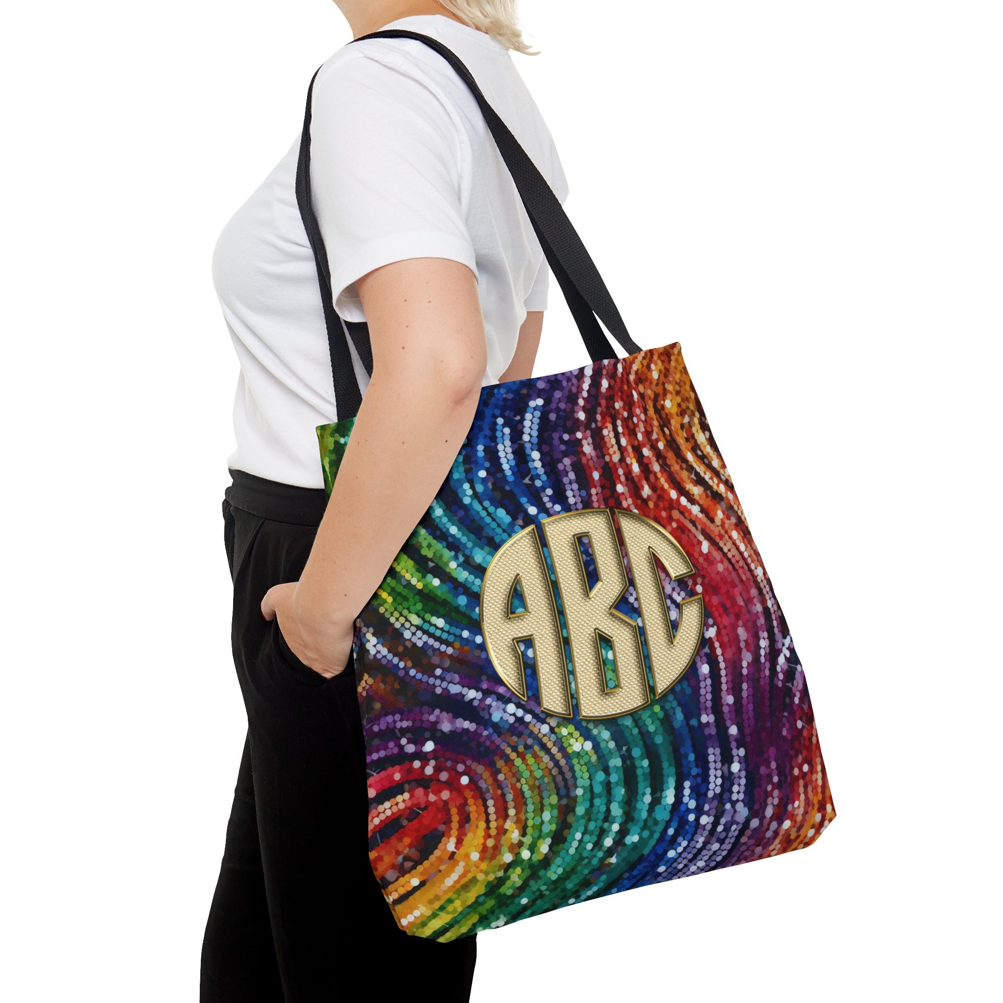 Happy Totes Rainbow Ribbons 2, Durable Tote Bag, Personalized, Shopping ...