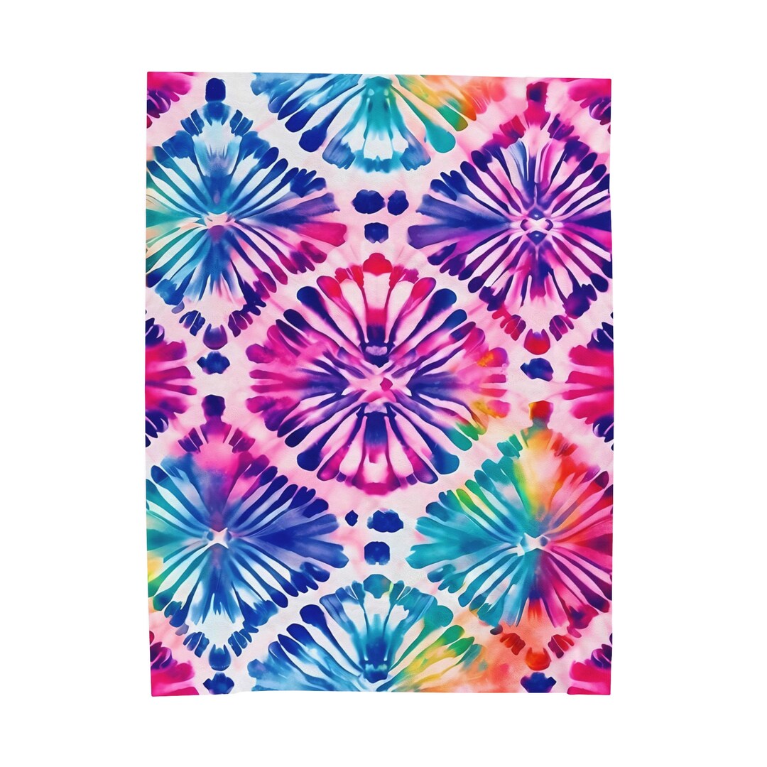 Velveteen Plush Blanket, Tie Dye 7, Colorful Cozy Blanket, 3 Sizes Etsy
