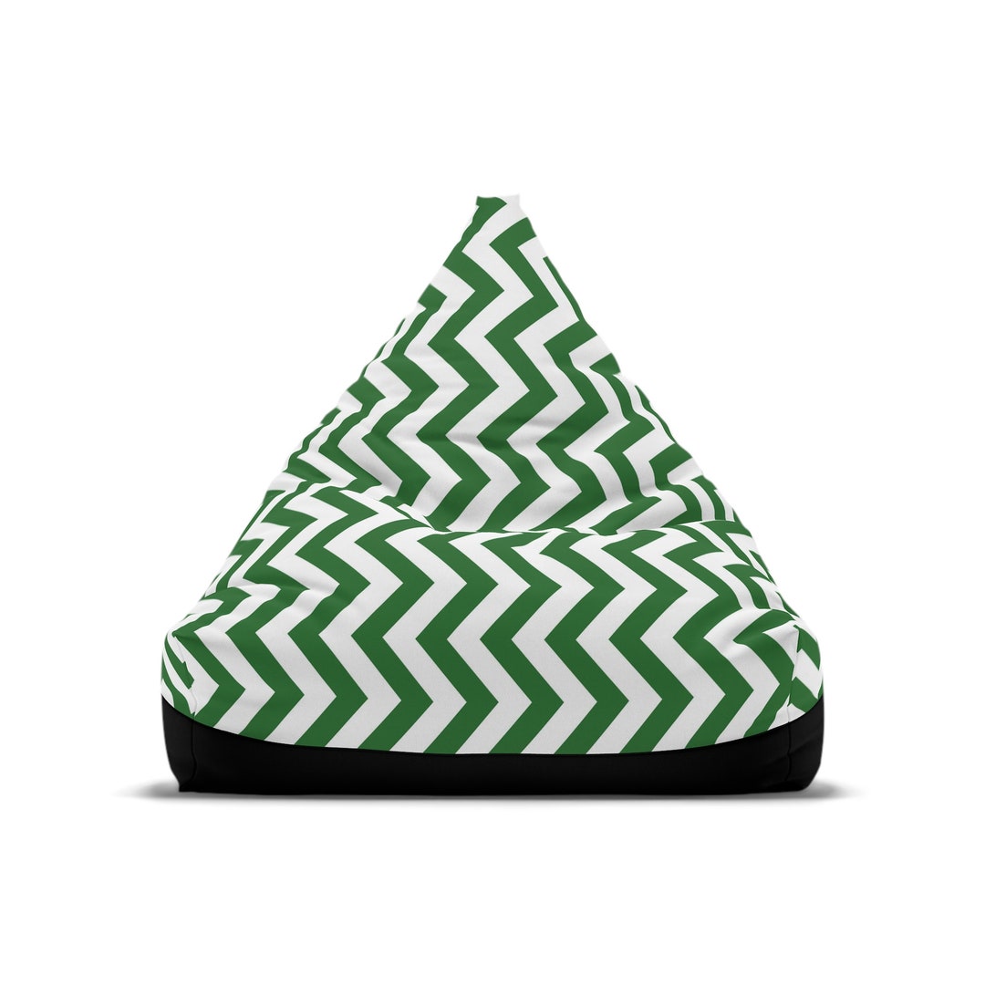 Festive Bean Bag Chairs Green Vertical Chevrons on White Etsy