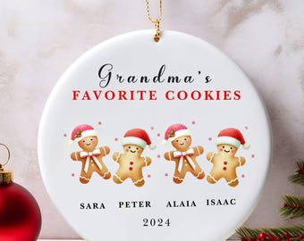 Grandma Gift, Grandma's Favorite Cookies Ornament, Family Ornament, Personalized Gingerbread Christmas Ornament, Grandma Ornament