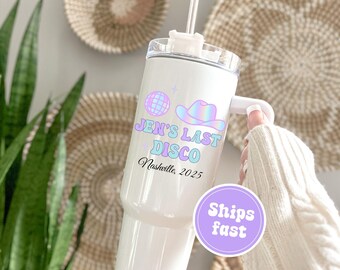 Bride Last Disco Bachelorette Tumbler: Personalized 40oz Travel Mug