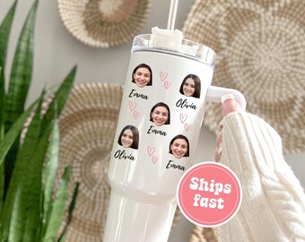 Personalized Friends Face Tumbler, Custom Photo Tumbler with Names, Best Friend Gift, 20 oz Skinny Sublimation Tumbler, BFF Gift for Her