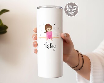 Vaso de gimnasta personalizado de 40 oz con asa, taza de gimnasia personalizada para niñas, regalo de gimnasta con nombre, regalo de equipo para competición de gimnasia.