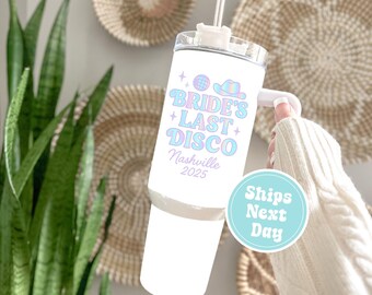 Bride Last Disco Bachelorette Tumbler: Personalized 40oz Travel Mug