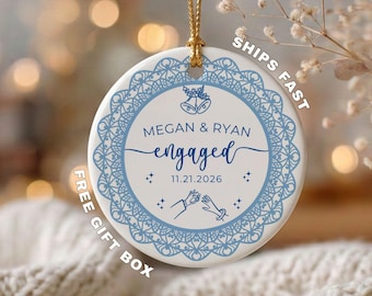 Personalized Engagement Ornament, Engaged Couple Christmas Ornament, Newly Engaged Gift, Custom Engagement Keepsake, Future Mr and Mrs Gift