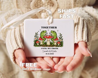 Personalized Frog Couple Ornament, Together Until We Croak Ornament, Wedding Gift for Couple, Anniversary Christmas Ornament, Custom Names