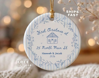 First Christmas in New Home Ornament, Personalized New Home Ornament, Our First Christmas at Home, Custom Address Ornament