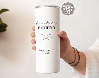 Vaso personalizado para padrino, taza de viaje personalizada para madrina, regalo de bautismo, vaso de regalo para madrina y padrino, ascendido a padrino