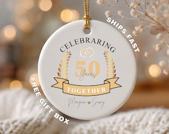 Personalized 50th Wedding Anniversary Ornament, Golden Anniversary Gift for Couple, 50 Years Together Ornament, Custom 50th Anniversary Gift