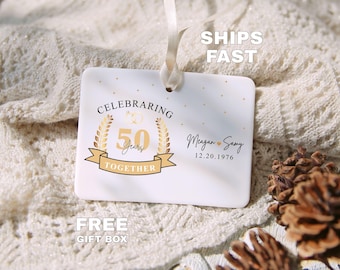Personalized 50th Wedding Anniversary Ornament, Golden Anniversary Gift for Couple, 50 Years Together Ornament, Custom 50th Anniversary Gift