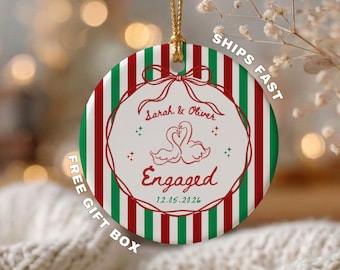Personalized Engagement Ornament, Engaged Couple Christmas Ornament, Newly Engaged Gift, Custom Engagement Keepsake Engagement Date Ornament