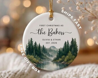 Personalized Newlywed Christmas Ornament First Christmas as Mr and Mrs Ornament, Custom Last Name Ornament First Christmas Married Ornament