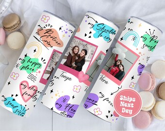 Personalized Best Friends Photo Tumbler, Custom Friendship Cup, BFF Gift, Sisters Tumbler, Bestie Present, 20oz Skinny Tumbler