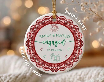 Personalized Engagement Ornament, Engaged Couple Christmas Ornament, Newly Engaged Gift, Custom Engagement Keepsake, Future Mr and Mrs Gift