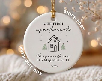 Our First Apartment Ornament, Personalized First Apartment Christmas Ornament, New Apartment Keepsake, Couple First Home Ornament