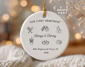 Our First Apartment Ornament, Personalized First Apartment Christmas Ornament, New Apartment Keepsake, Couple First Home Ornament