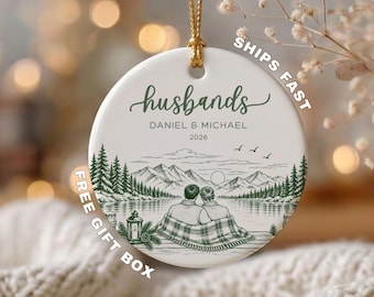 Custom Married Couple Ornament Personalized Husbands Christmas Ornament, Gay Couple Ornament, Husband & Husband Gift, LGBTQ Wedding Keepsake