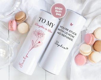 Regalo para la nuera en la despedida de soltera Vaso térmico para la nueva nuera Vaso térmico para la hija adoptiva de la novia, regalo de boda para la nuera