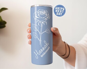 Vaso personalizado para despedida de soltera, regalo de boda para dama de honor, idea de regalo para novia en verde salvia