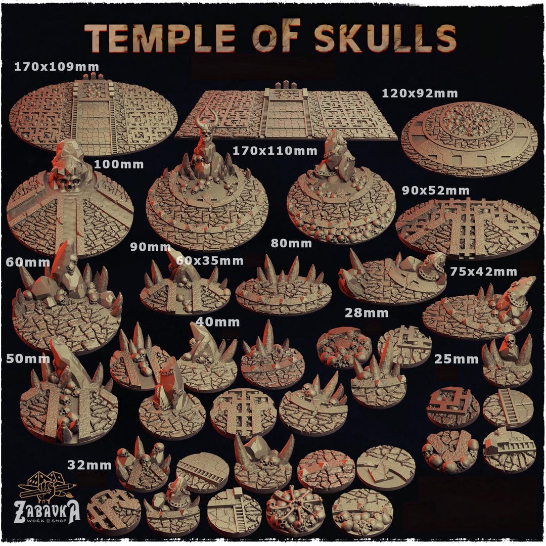 Temple of Skulls Bases: Thematic Tabletop Gaming Bases - Etsy