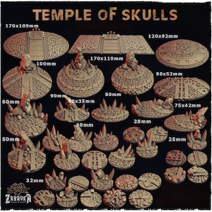 Temple of Skulls Bases | Zabavka Workshop | Thematic Round/Oval Bases for all of your tabletop gaming needs